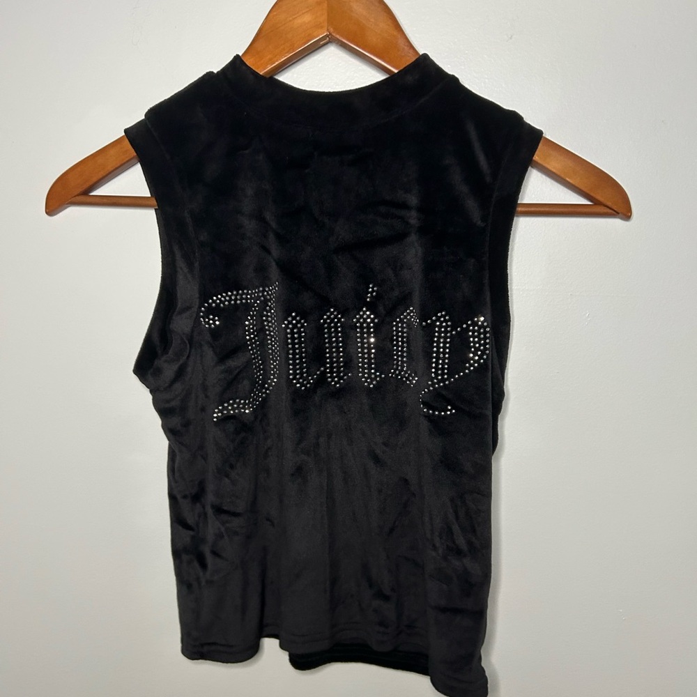 Juicy Couture Black Graphic Crop Muscle Tee